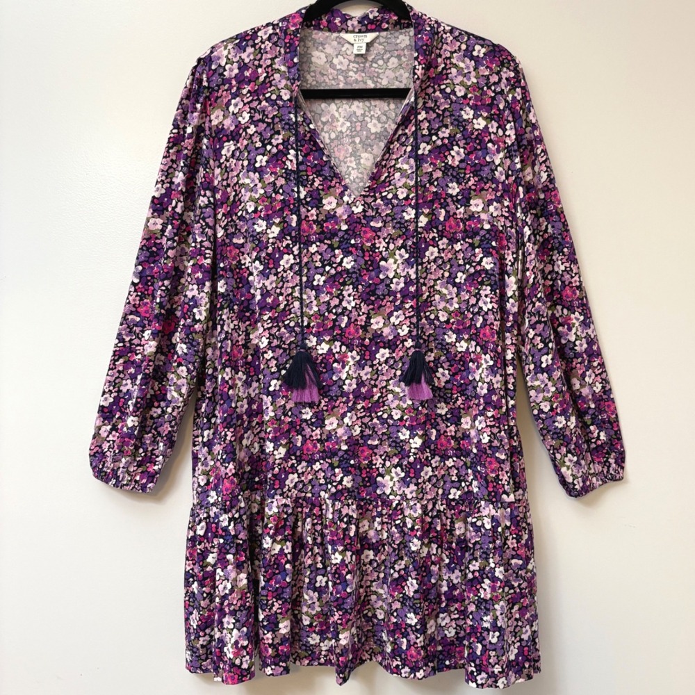 Crown & Ivy Petit Medium Floral Print Cottage Core Tiered Dress with Pockets‎